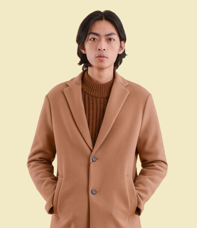 Camel tailored overcoat